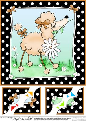 8 x 8 Cute Poodle Scalloped Corner Topper