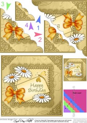 Daisies on Metallic Lace Scallop Corner Side Stacker