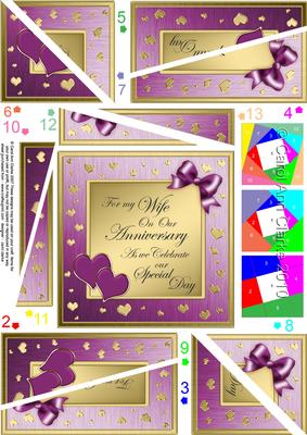 Elegant Romantic Hearts Quick Card with Twisted Spiral Side
