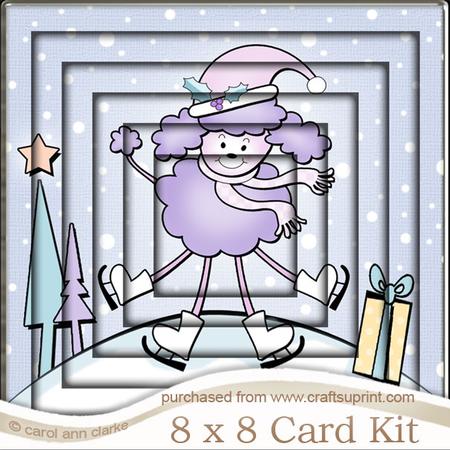 8 x 8 Cute Xmas Poodle Tunnel Card Kit