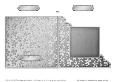 Metallic Floral Cut and Fold Corner Card Plain Card Base