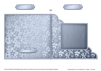 Metallic Floral Cut and Fold Corner Card Plain Card Base