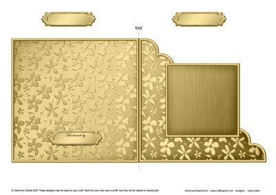 Metallic Floral Cut and Fold Corner Card Plain Card Base