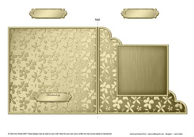 Metallic Floral Cut and Fold Corner Card Plain Card Base