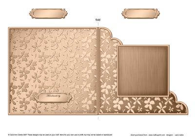 Metallic Floral Cut and Fold Corner Card Plain Card Base