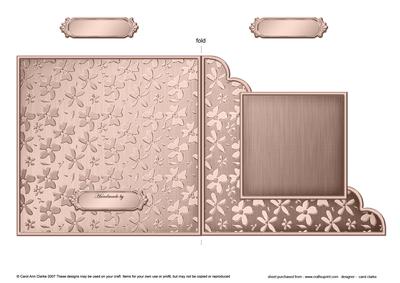 Metallic Floral Cut and Fold Corner Card Plain Card Base