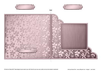 Metallic Floral Cut and Fold Corner Card Plain Card Base