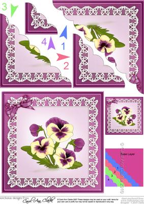 Pansy on Butterfly Lace Scallop Corner Side Stacker