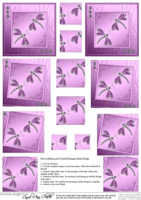 Diamante Dragonflies Twisted Pyramage Sheet