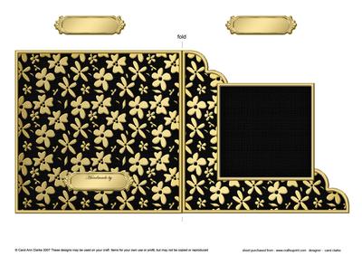Gold Floral Cut and Fold Corner Card Plain Card Base