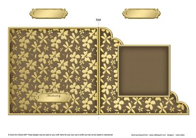 Gold Floral Cut and Fold Corner Card Plain Card Base