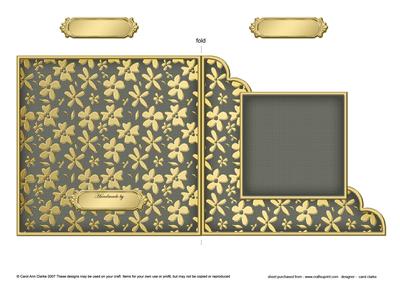 Gold Floral Cut and Fold Corner Card Plain Card Base