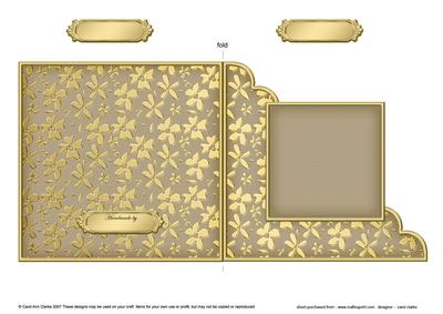 Gold Floral Cut and Fold Corner Card Plain Card Base