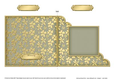 Gold Floral Cut and Fold Corner Card Plain Card Base