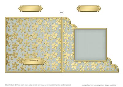 Gold Floral Cut and Fold Corner Card Plain Card Base