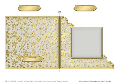 Gold Floral Cut and Fold Corner Card Plain Card Base