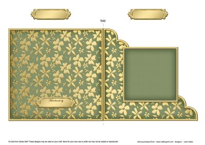 Gold Floral Cut and Fold Corner Card Plain Card Base