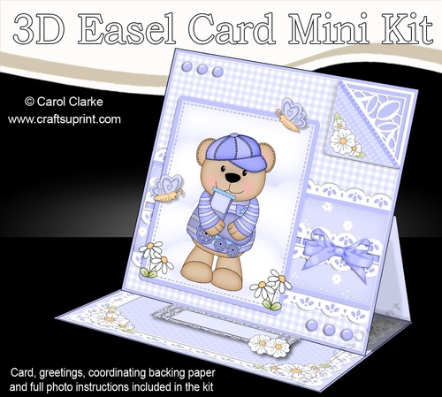 3D Easel Card Mini Kit - Cute Little Austin Bear