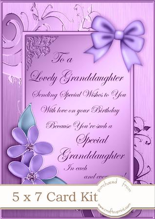 5 x 7 Granddaughter Birthday Greeting Kit with 3D Decoupage
