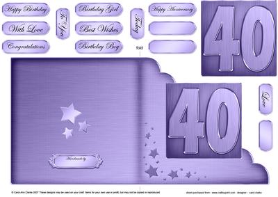 40th Metallic Age Cut and Fold Corner Card