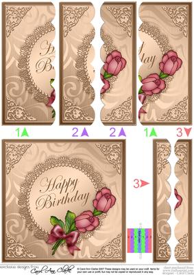 Roses and Metallic Lace Scallop Edge Side Stacker