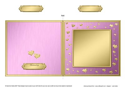 Square Metallic Romantic Hearts Plain Card Base Portrait