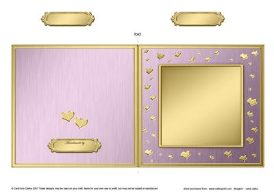Square Metallic Romantic Hearts Plain Card Base Portrait