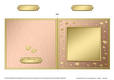 Square Metallic Romantic Hearts Plain Card Base Portrait