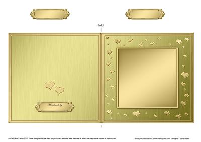 Square Metallic Romantic Hearts Plain Card Base Portrait