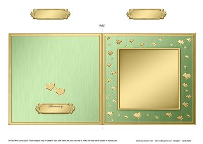 Square Metallic Romantic Hearts Plain Card Base Portrait