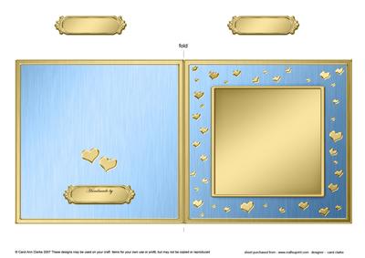 Square Metallic Romantic Hearts Plain Card Base Portrait