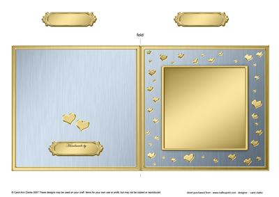 Square Metallic Romantic Hearts Plain Card Base Portrait