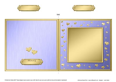 Square Metallic Romantic Hearts Plain Card Base Portrait
