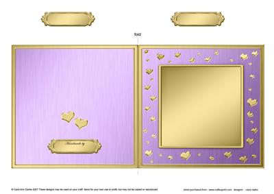 Square Metallic Romantic Hearts Plain Card Base Portrait