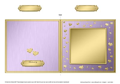 Square Metallic Romantic Hearts Plain Card Base Portrait
