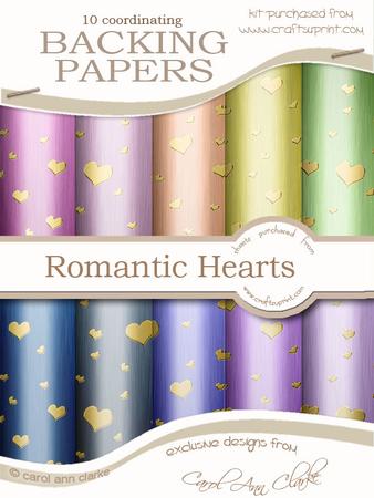 Metallic Romantic Hearts Matching Backing Paper Kit