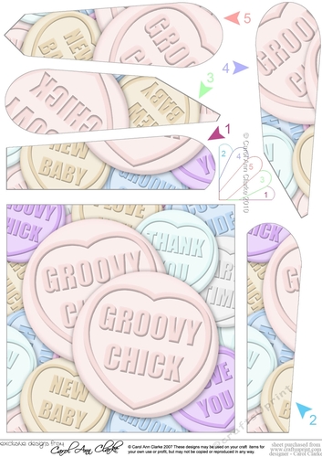 Groovy Chick Sweet Heart - Fan Pyramage Topper