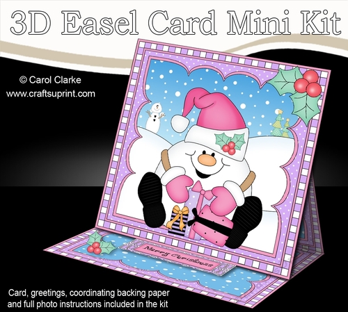 3D Easel Card Mini Kit - Christmas Snowball Sam has has Presents