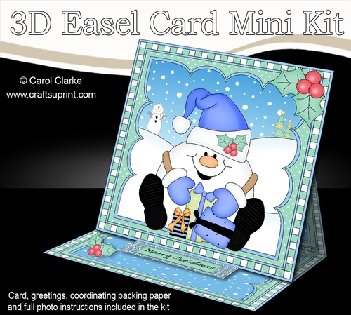 3D Easel Card Mini Kit - Christmas Snowball Sam has has Presents