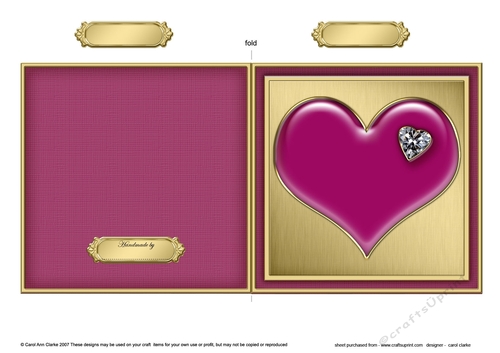 Romantic Enamel Heart - Cut and Fold Card 