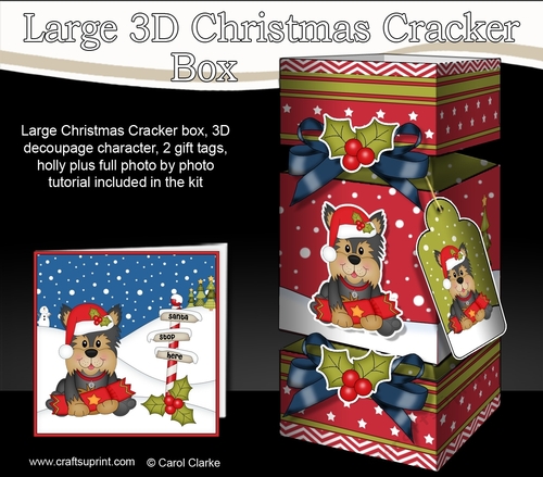 3D Large Christmas Cracker Box Mini Kit - Cute Little Yorkie Dog