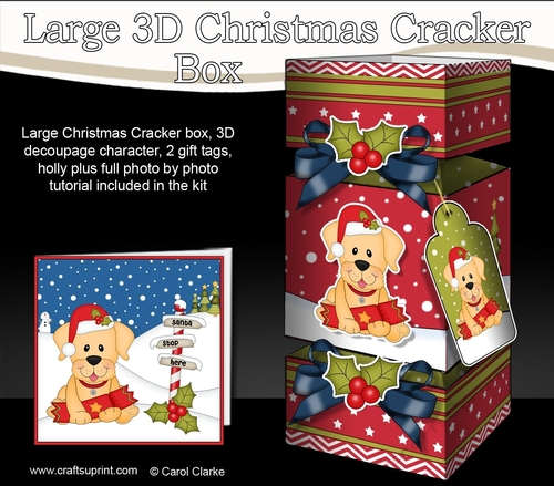 3D Large Christmas Cracker Box Mini Kit - Cute Little Golden Labrador Dog