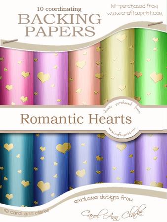 Metallic Romantic Hearts Matching Backing Paper Kit