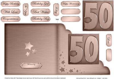 50th Metallic Age Cut and Fold Corner Card