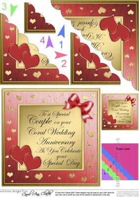 Coral Wedding Anniversary Scallop Corner Side Stacker