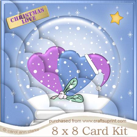8 x 8 Love Hearts Snowglobe Kit with Scalloped Corners