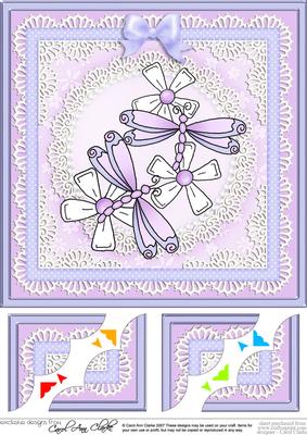 8 x 8 Dreamy Dragonflies Scalloped Corner Topper