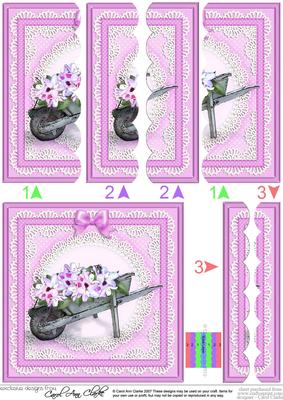 Flower Filled Wheelbarrow Scallop Edge Side Stacker