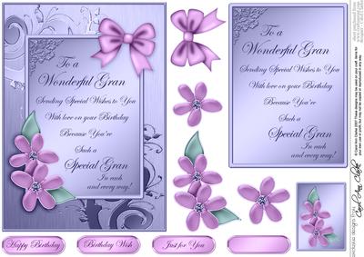 Metallic Wonderful Gran Birthday with 3D Decoupage