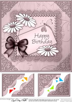 8 x 8 Daisies on Metallic Lace Scalloped Corner Topper